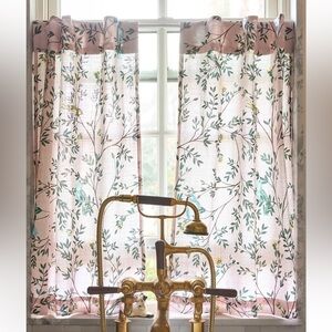 Anthropologie Organic Cotton Printed Bird Café Curtains, Set of 2, NWT